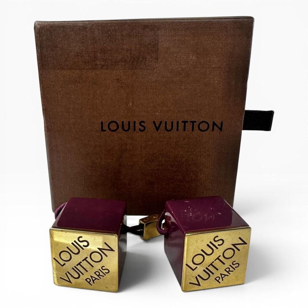 Louis Vuitton Purple Gold Cube Hair Tie With Box Authentic